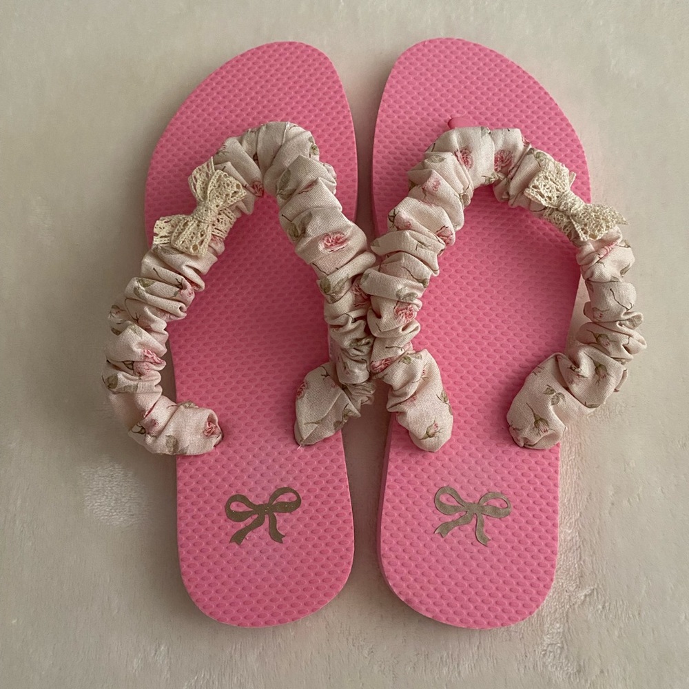 Love Shack Fancy Vibes Pink Floral Strap Sandals